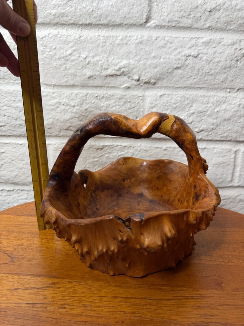 Vintage Hand Carved Burl Wood Root Basket